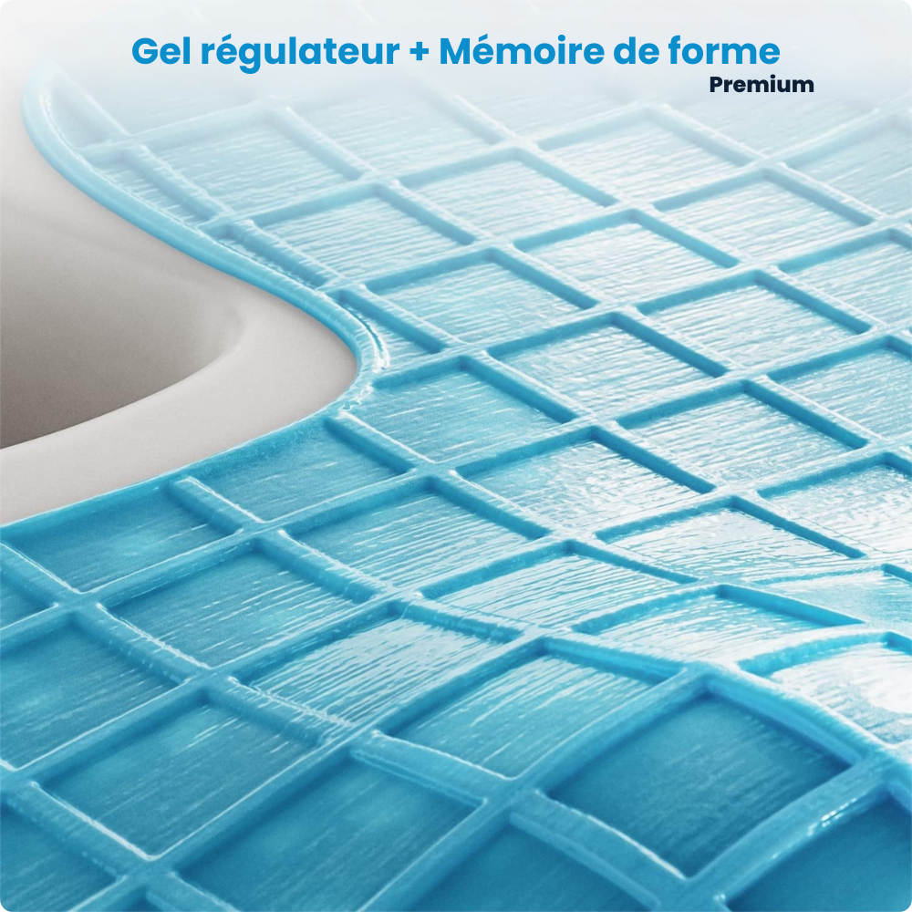 Zoom détail gel Coussin de siège à mémoire de forme avec surface en gel Omilys ErgoGel™