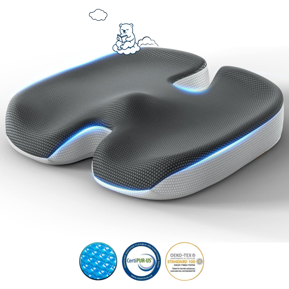 Vue générale Coussin de siège à mémoire de forme avec surface en gel Omilys ErgoGel™