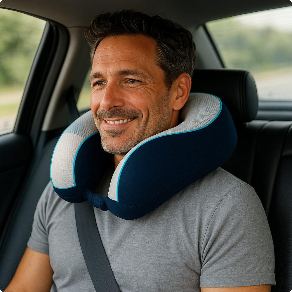 En situation voiture Tour de cou à mémoire de forme avec surface en gel Omilys ErgoGel™